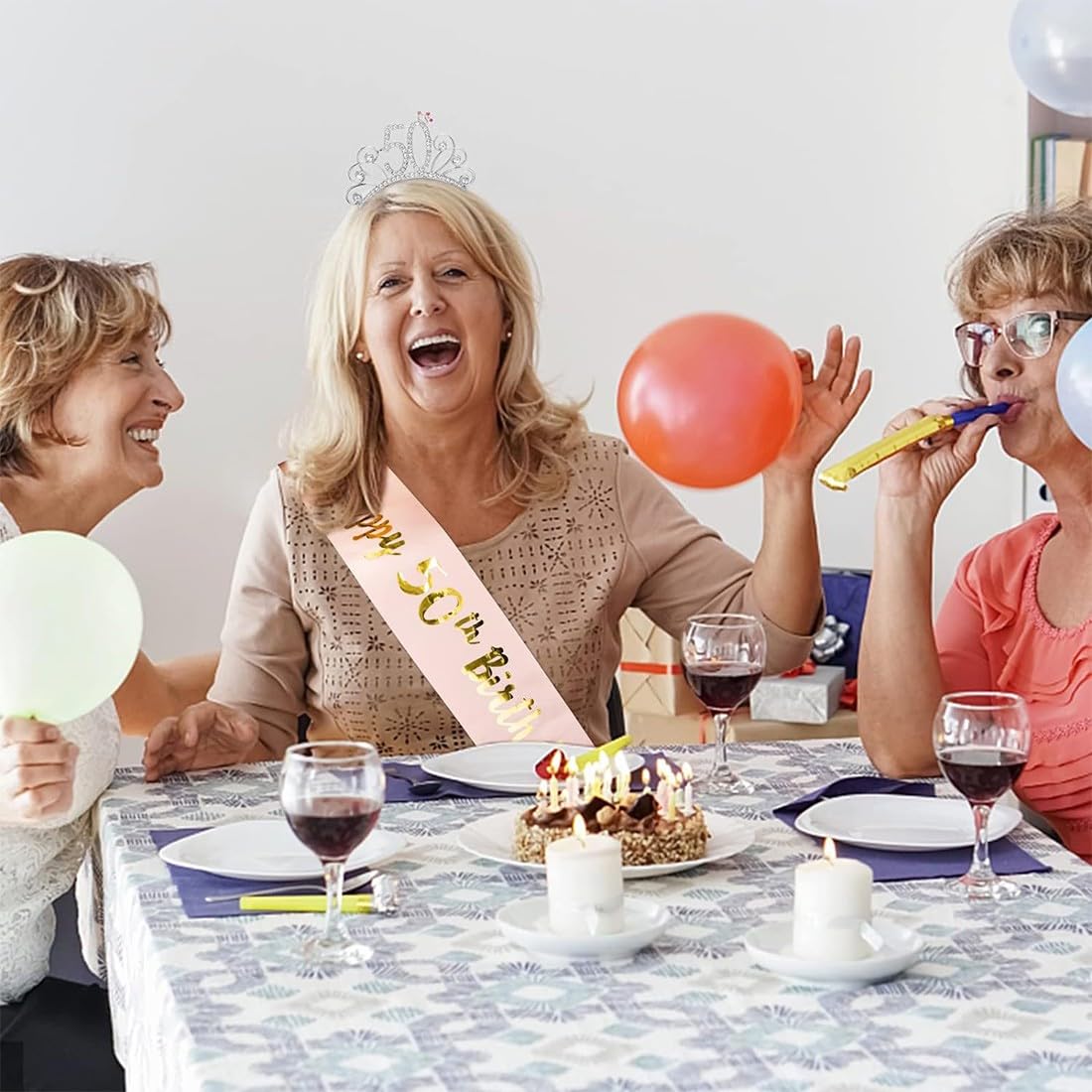 Regalos Para Mujer Kit 50º Cumpleaños Mujer - Corona Tiara Y Faja