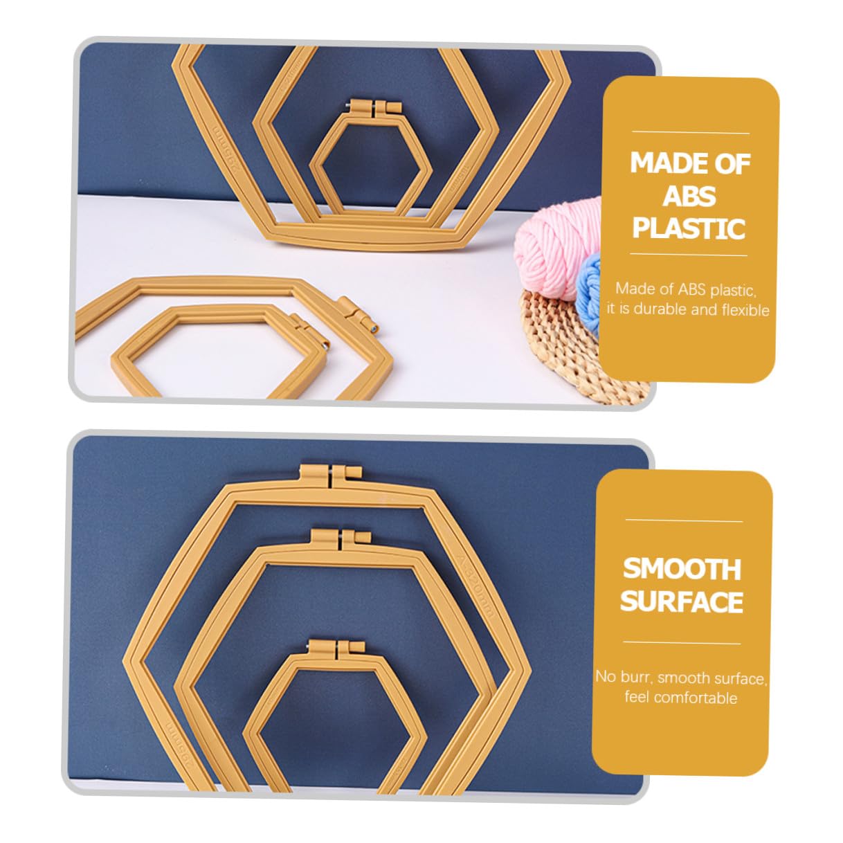 Homoyoyo 4 Aros para Bordar Ajustables de Abs Reutilizables Superficie Lisa, Diseño Simple y Creativo para Bordado y Acolchado Manualidades