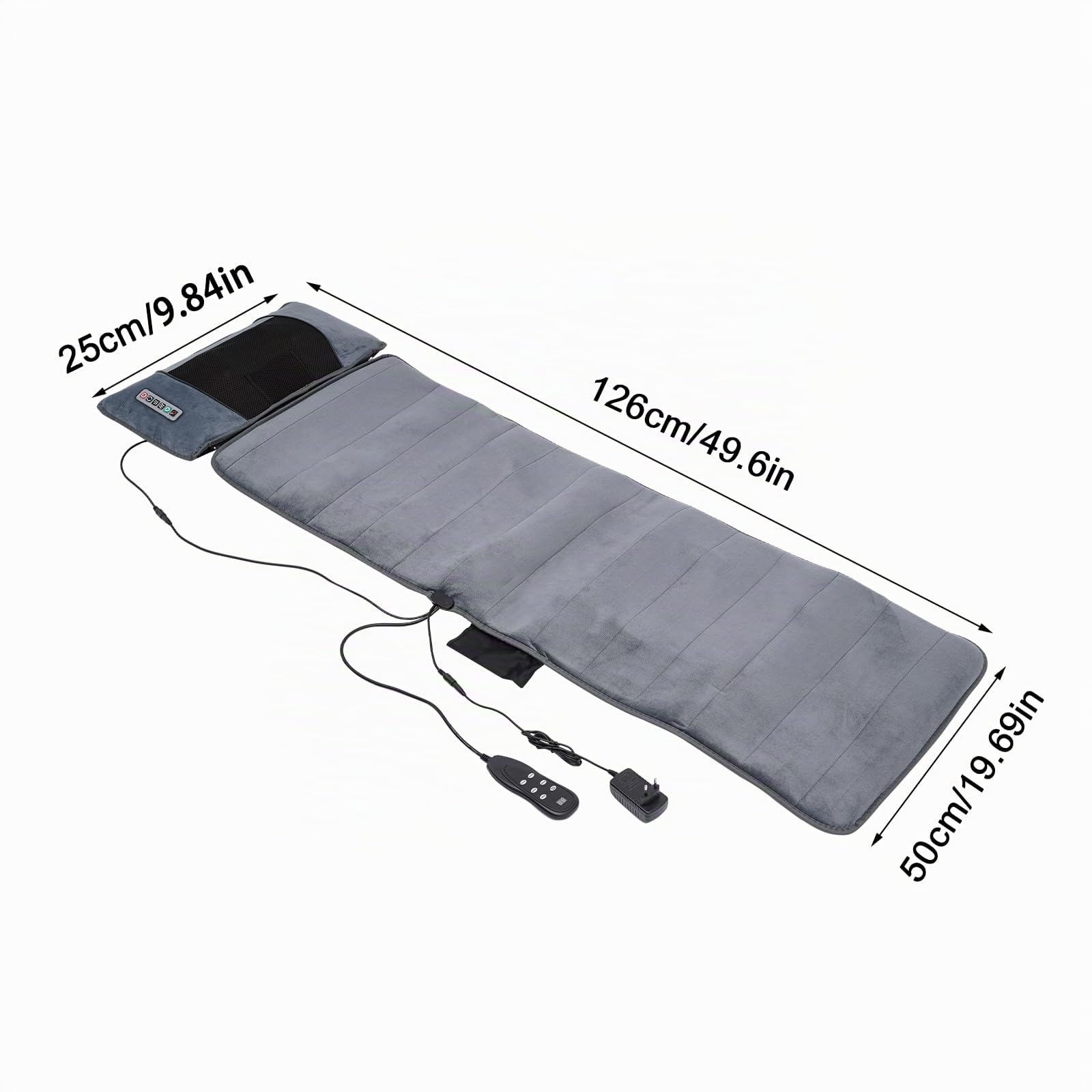 Tappetino massaggiante Shiatsu con calore, 20 testine | 10 motori vibranti, 9 modalità, 9 intensità e 9 velocità, timer 10/20/30 min, cuscino cervicale rimovibile e airbag lombare
