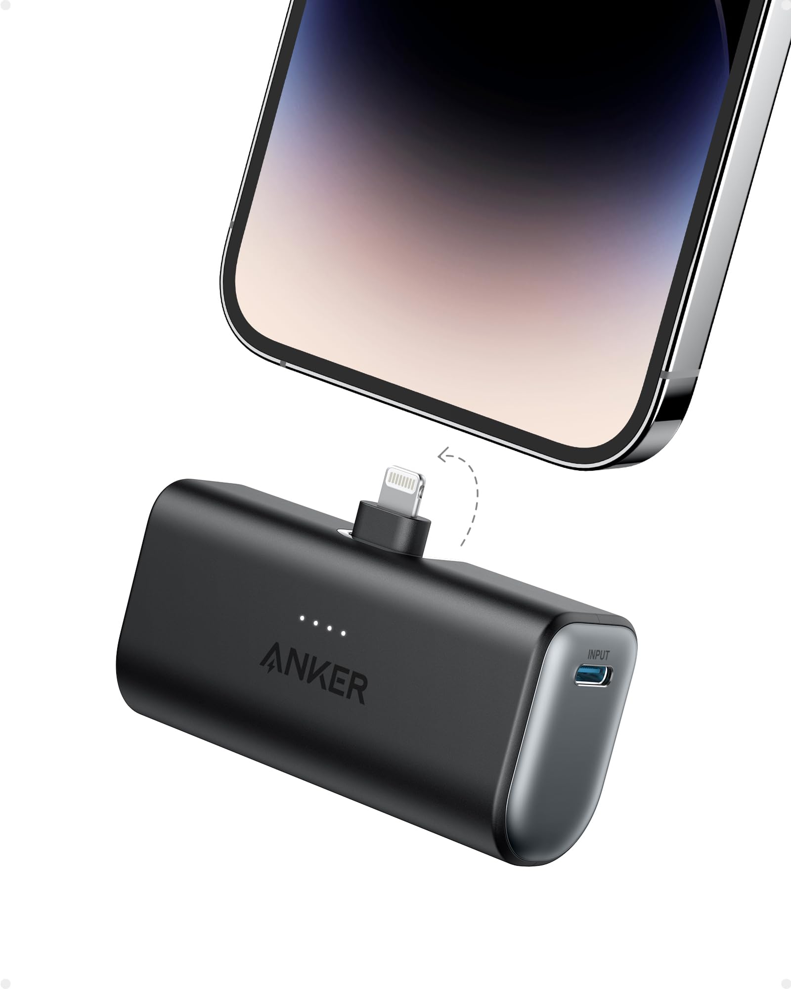 AnkerNano Power Bank with Built-in Lightning Connector, Portable Charger 5,000mAh MFi Certified 12W, Compatible with iPhone 14/13/12 Series (Black)ClimatePartner certified