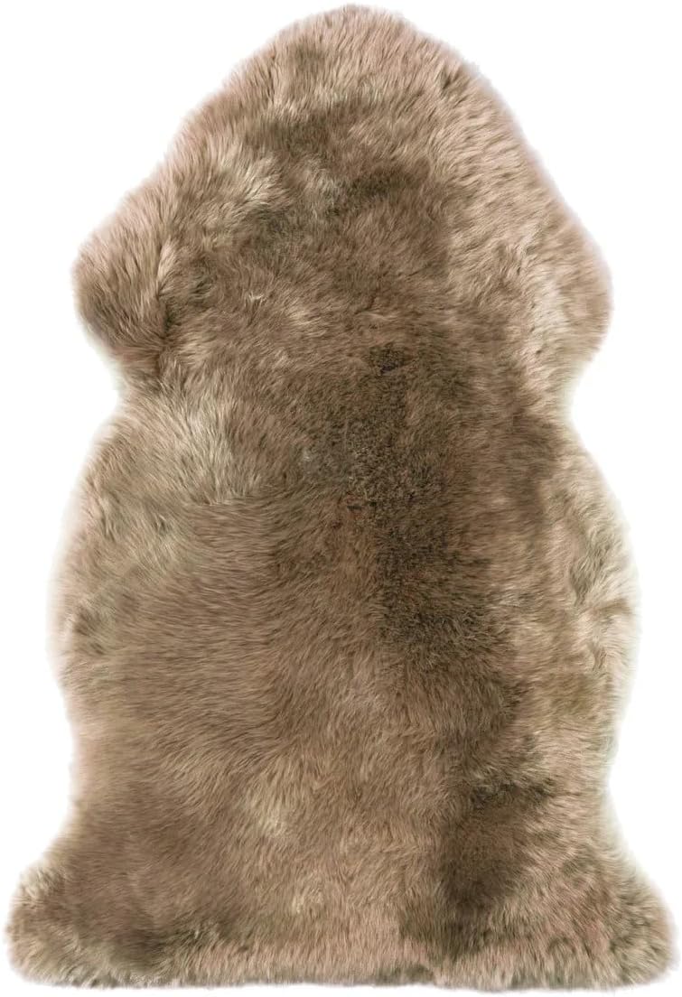 Genuine Sheepskin Area Rug Wool Rug Ultra-Soft Thick Fluffy Sheepskin Rugs for Living Room Kids Bedroom Nursery Sofa Mat Chair Seat Covers Real Sheepskin Area Seat Fur Rug (Taupe, 2 x 3.2ft)