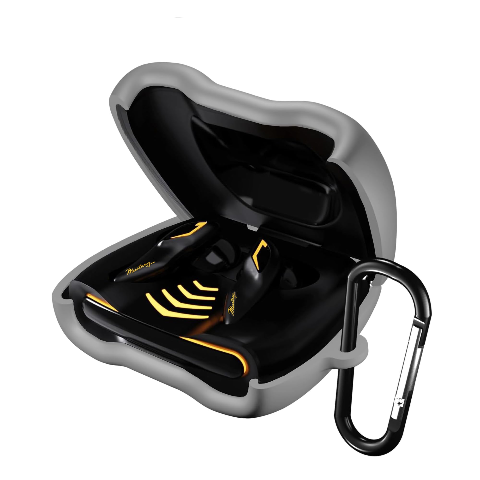 Sounce Earphone Case Cover Compatible for Boult Audio UFO, Soft Silicone Skin Case Cover Shock-Absorbing Protective Case with Keychain [Front LED Visible] (Grey)