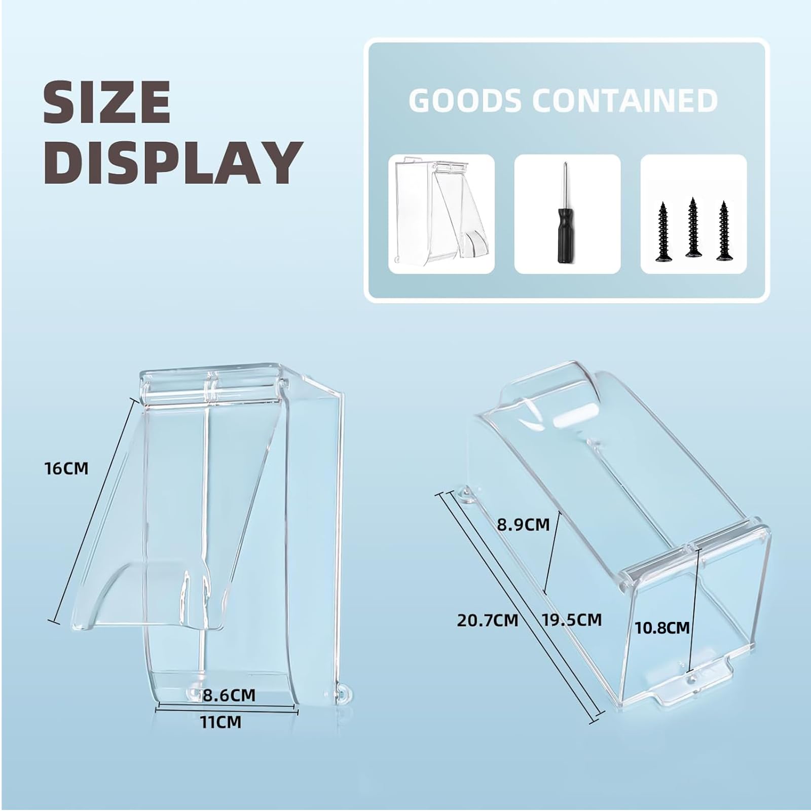 Cubierta Transparente para Timbre con Tapa abatible contra la Lluvia, protección contra la Intemperie, Cubierta de Control de Acceso con Huellas Dactilares, Compatible con Timbre con Video/b