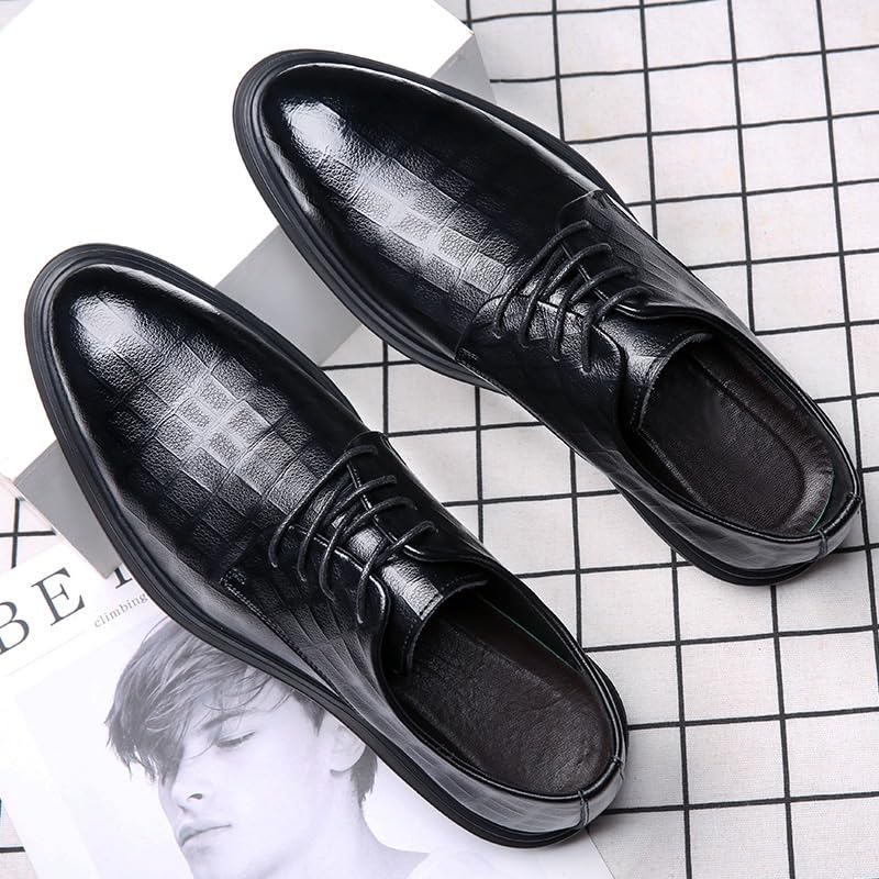 Men's Genuine Leather Lace Up Oxfords Comfort Wide Round Toe Non-Slip Dress Shoes Fashion Classic Carved Leather Low Heels Dress Shoes4