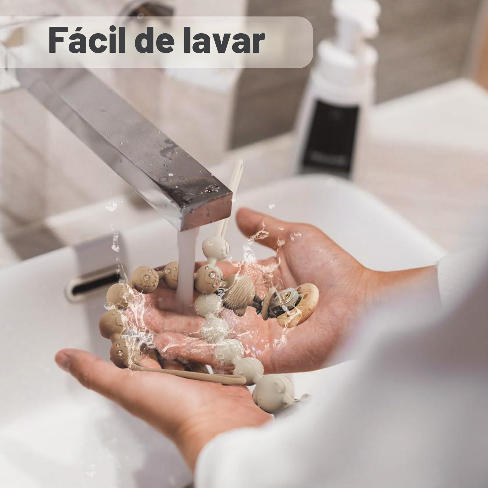 Juego de 4 cadenas para chupete para niña y niño, fácil de limpiar, cadenas para chupete y mordedor, diseño 2 en 1, cadena para chupete de madera, portabilidad, ayuda dental para bebés