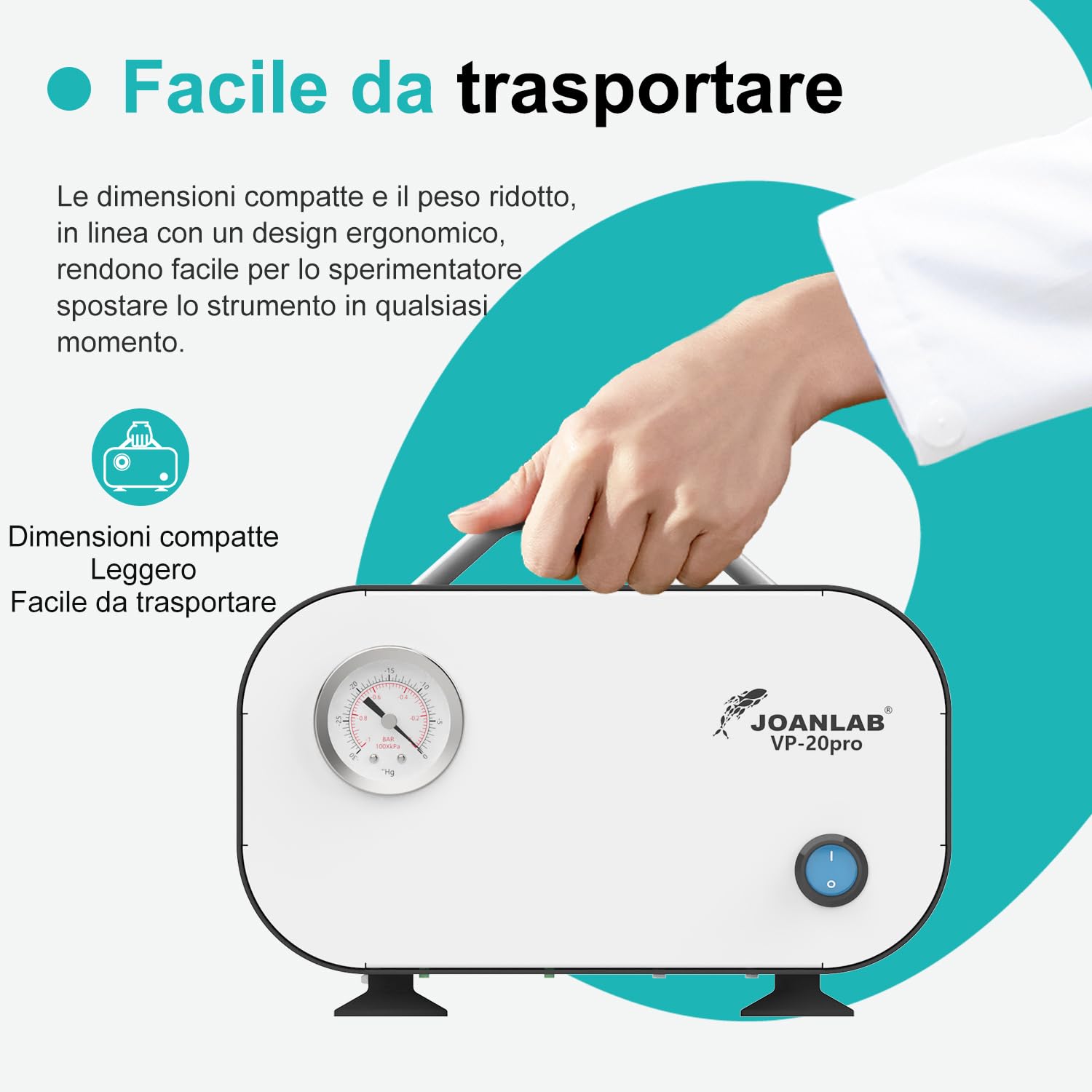 JOANLAB Pompa Vuoto Senza Olio, Regolabile 20L/min & 0.08MPa, Pompa Vuoto a Membrana per Filtrazione Laboratorio, Ricerca, Industriale(VP-20PRO)