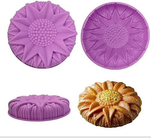 Miniatura 1 de Bandeja grande para molde de pastel de girasol, 1 molde de silicona para pasteles de cumpleaños, para pasteles 3D, brownie, pastel de queso, pastel,