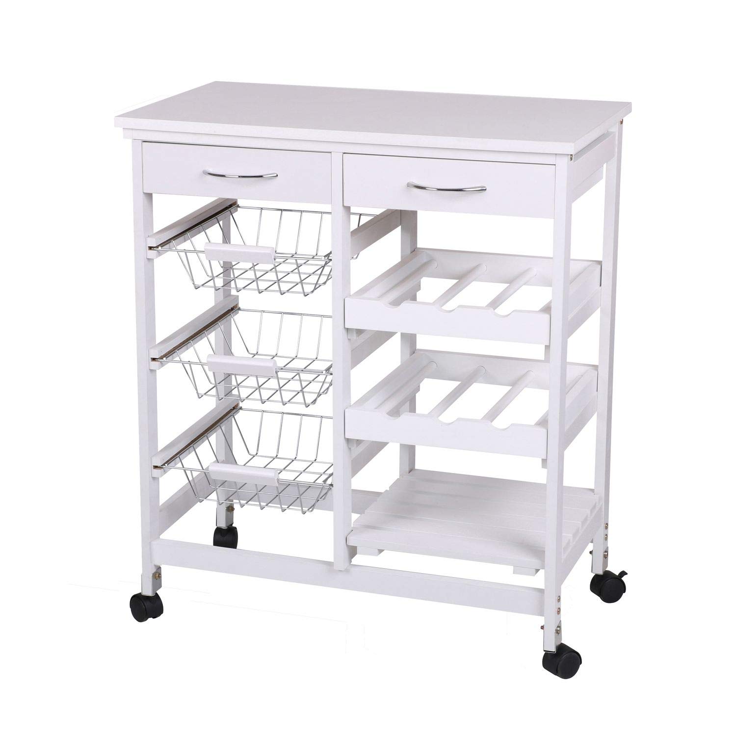 Urban Living "PRATIK DESSERTE DE Rangement Blanc avec 2 TIROIRS ET 3 PANIERS 65X35XH76CM