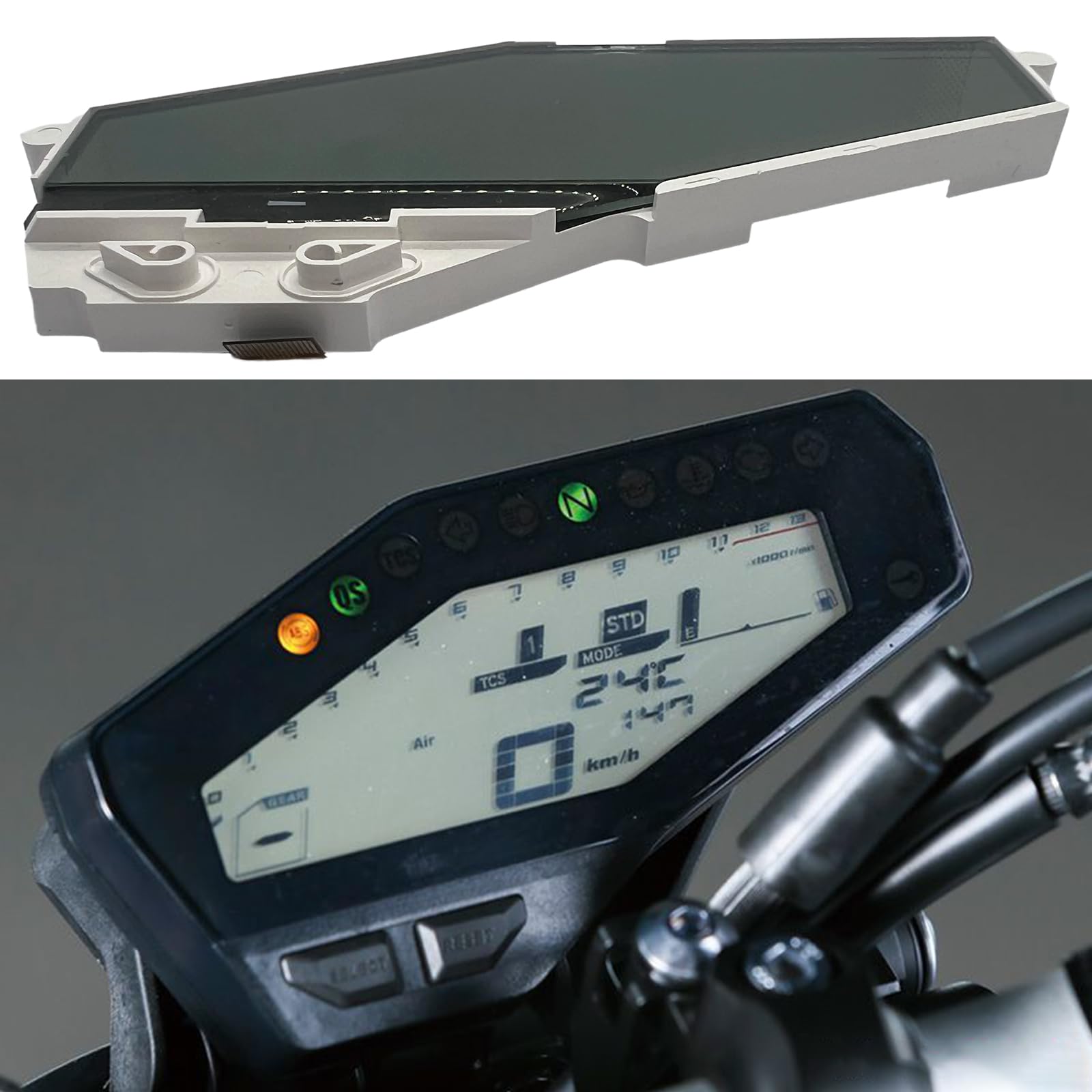 Pannello strumenti antigraffio meteorologico per bici MT09 FZ09 Installazione semplice Display tachimetro LCD risoluzione