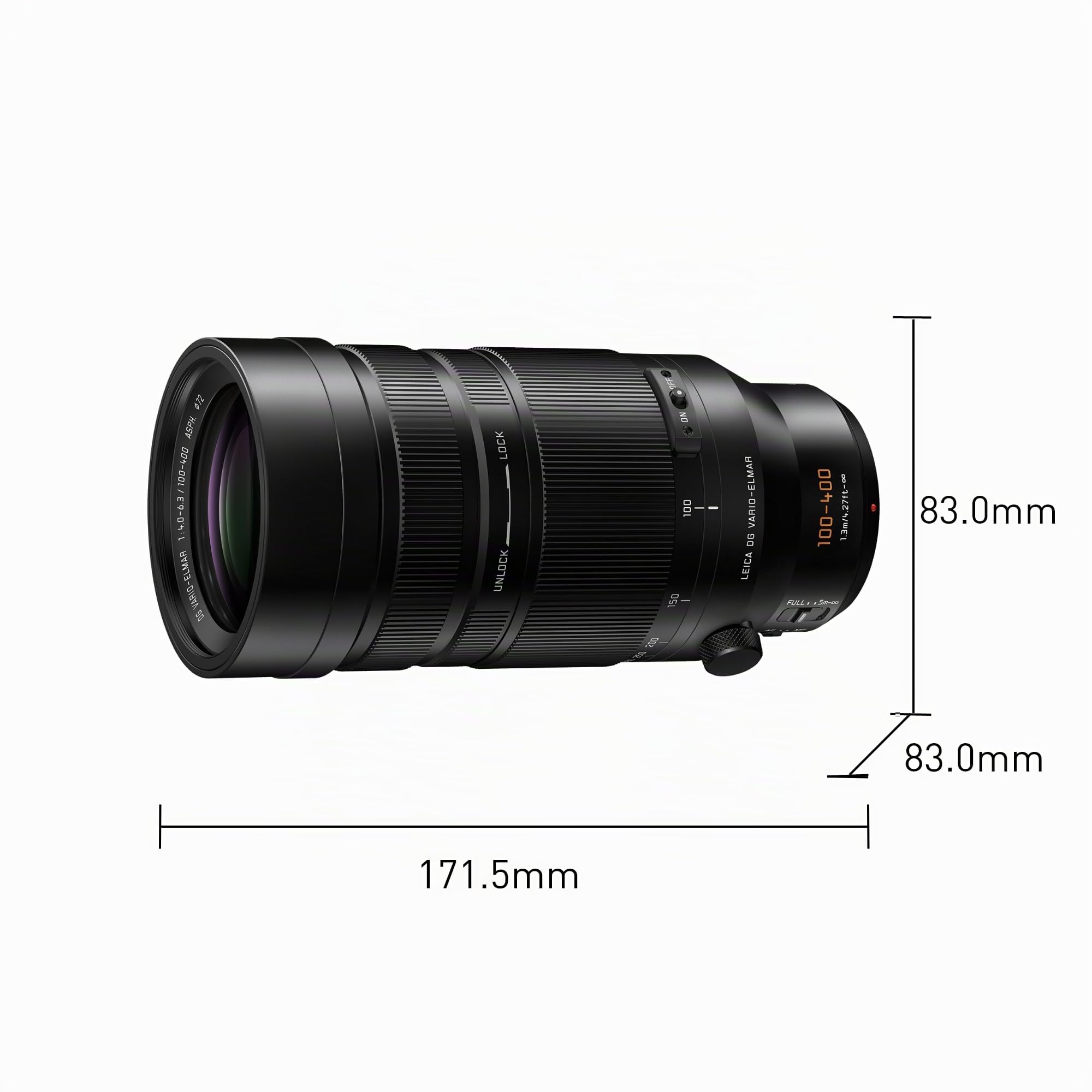 Panasonic Leica 100-400mm F4.0-6.3 | Objectif Téléphoto H-RSA100400E (Zoom Ultra Puissant, Stabilisé, Tropicalisé, equiv. 35mm : 200-800mm) Noir – Compatible Monture Micro 4/3 Panasonic & Olympus | Provenance France. Emballage securisé. Livré avec Facture