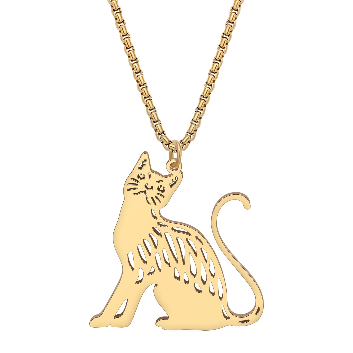 RAIDIN Edelstahl Tier Katze Halskette Anhänger für Damen Mädchen Gold plattiert Süße Kätzchen Halsketten Minimalistische Schmuck Geschenke für Katzenliebhaber Charms
