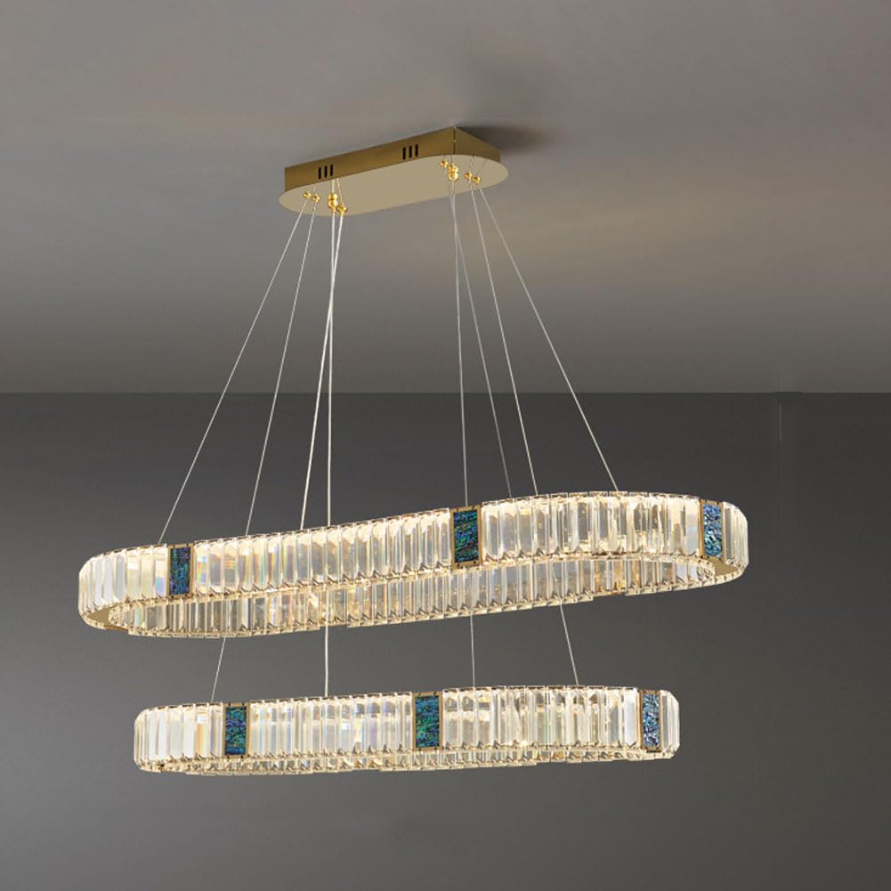 HXYSXHJUO LED Italian light luxury crystal chandelier, simple circle modern lamp, for living room bedroom dining lamps and lanterns,oval 100+80cm