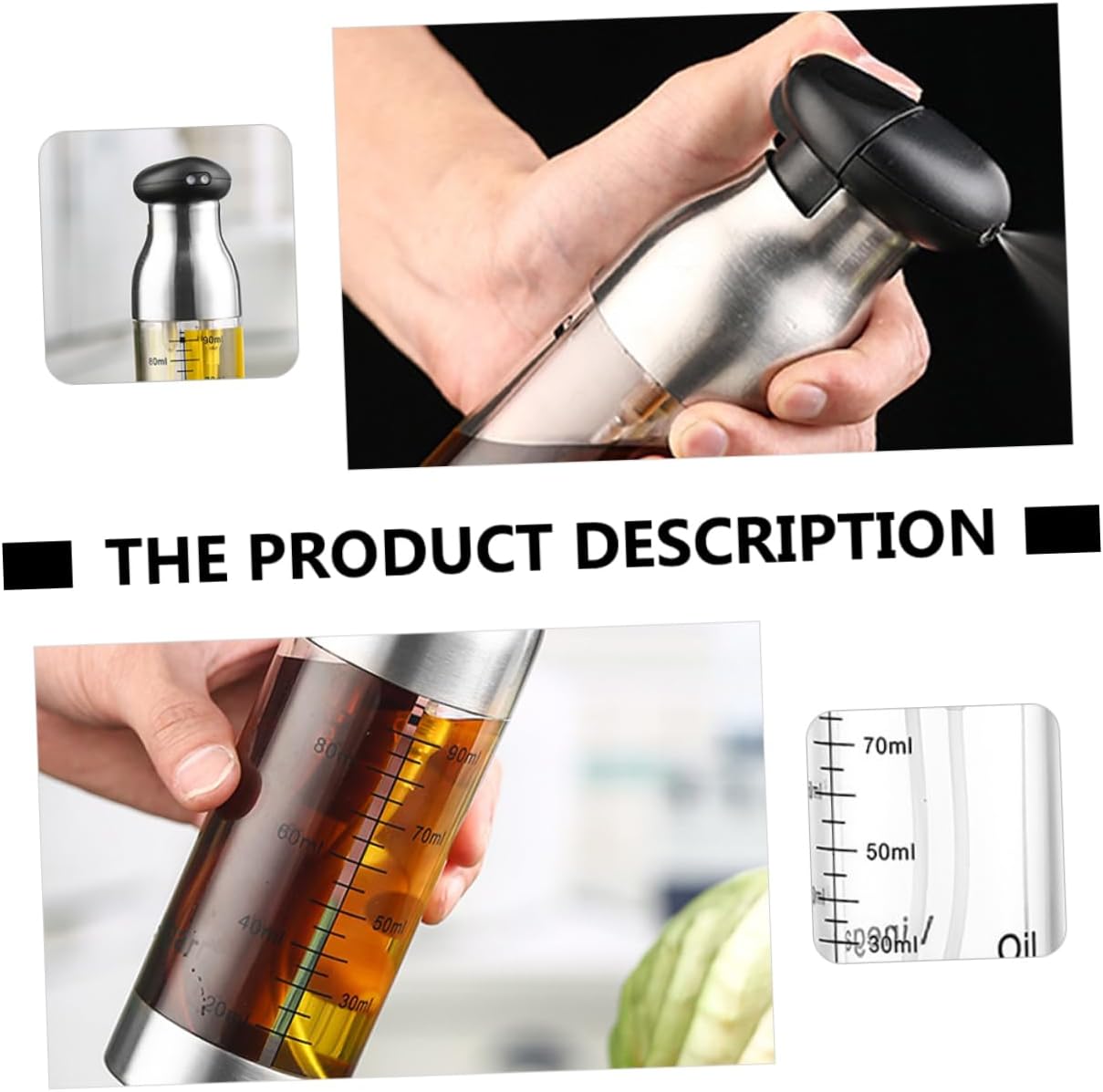 Cabilock Oil Sprayer Bottle Double Press Spray for Cooking Barbecue Salad and Baking Kitchen Oil Dispenser for Controlled