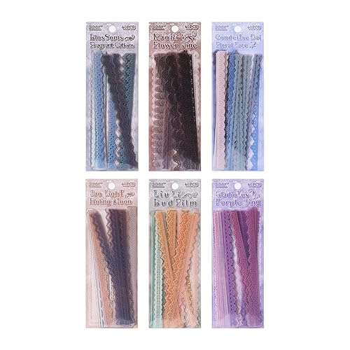 Obujopal 240 Pcs Transparent Lace Stickers for Scrapbooking Junk Journal Card Making Collage Diary Planner Notebook Letter Photo Album Craft Project Decoration, 30 Patterns - Colorful Lace Set