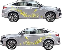 Vista 8 de Calcomanías decorativas talladas con flores huecas y mariposas, antiarañazos, para automóviles, furgonetas, SUV, camiones, juego de 3 piezas (negro)