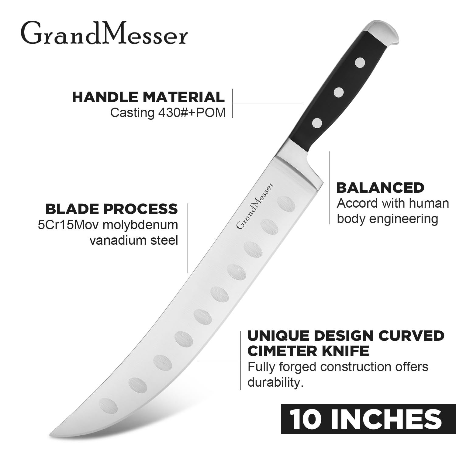 Butcher Knife - 10" Cimeter Knife for Meat -4