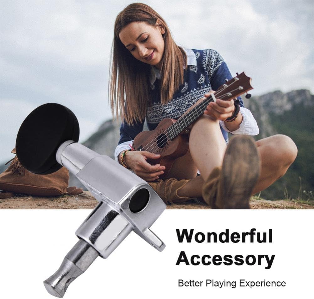 Dilwe Tuning Pioli per Ukulele 2L2R Ingranaggio Chiusa Accordatori d'Argento Testa di Macchina Nera in Lega di Zinco