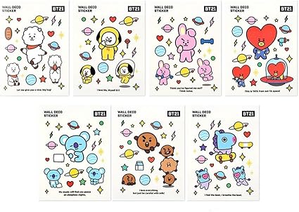 Amazon Co Jp Bt21 Wall Deco Sticker Bts公式グッズ ウィンドウステッカー ウォールステッカー 壁 窓用 シール デコレーション デコステッカースマホデコ 跡が残らない ダイアリーデコ インテリア モバイルステッカー キャラクターシール 飾り 正規品 かわいい