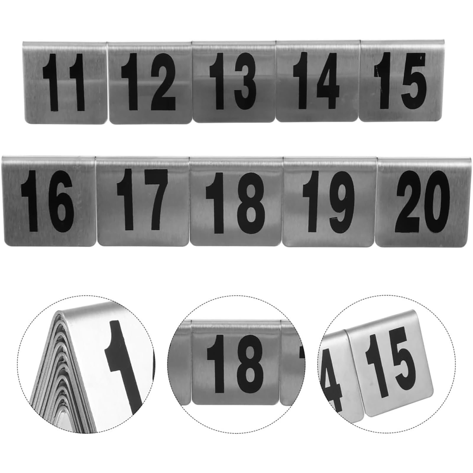 Números de Mesa para Restaurante (1-10/20/30/40/50/60/70/80/90/100), Tarjetas de Metal apilables, Estilo Carpa, para Reserva de Hotel, Placa con número de Asiento Reservado, 1-100