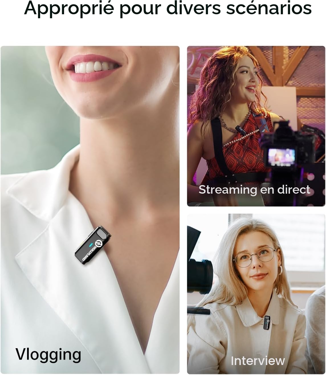 Hollyland Lark M1 Micro Cravate sans Fil Annulation Active Bruit 200m Portée, 20H Utilisation, Ultra-Mini Portable, Système de Microphones Lavalier pour DSLR Caméra iPhone Android PC (Noir Duo)