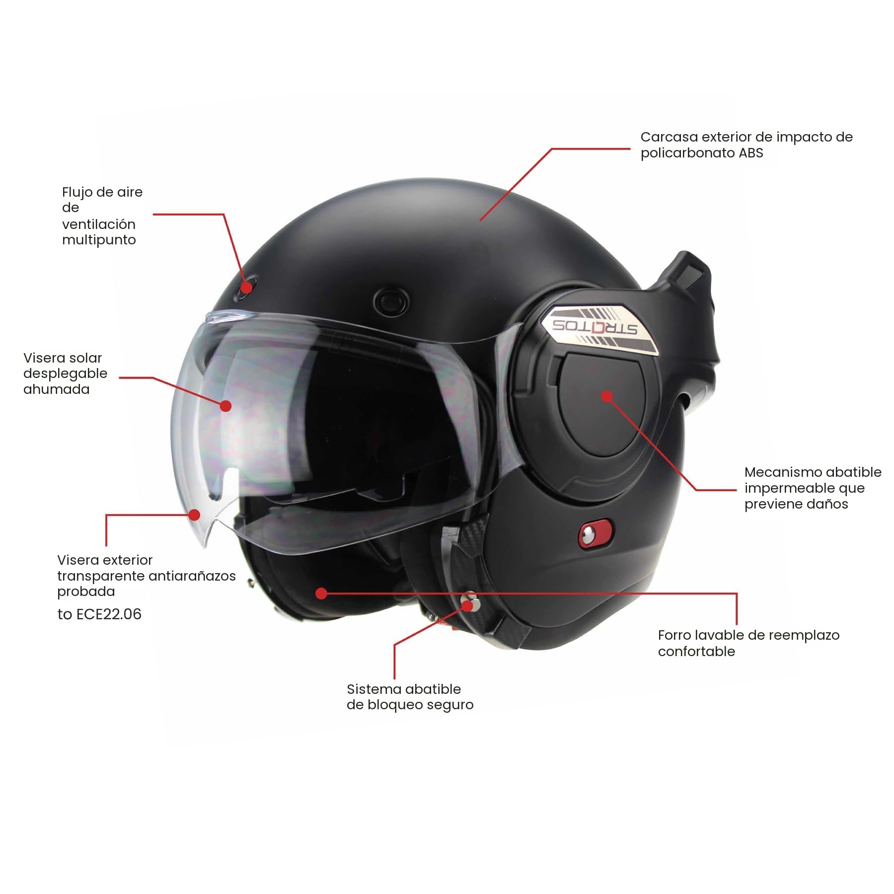 VPR F242 P/J Reverse Flip-Up Motorcycle Helmet - Double Visor Modular Jet Crash Helmet for Racing Sports Touring - Road Legal ECE 22.06 Approved Motorbike Helmets - L