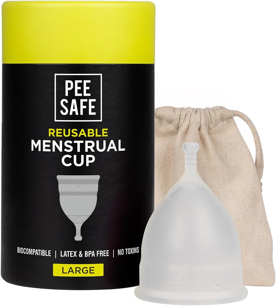 PEESAFE Menstrual Cups - Size B | Large - 18 Years & above(Have Given Birth Vaginally) - Leak-Proof - Safety of 100% Medical Grade Silicone - Storage Pouch Included - Menstrual Cup - Period Cup