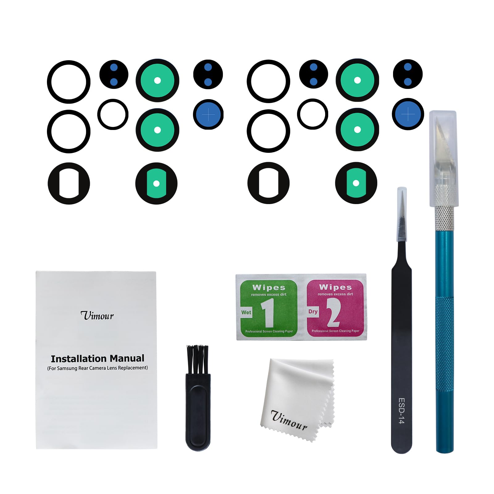 Rear Camera Lens Glass Replacement for Galaxy S23 Ultra Pre-Installed Adhesive with Installation Manual and Repair Tool Kits