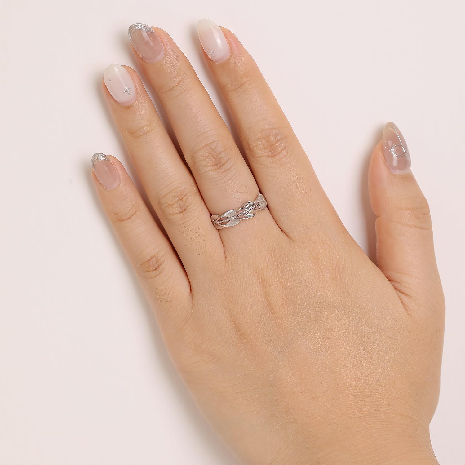 Meissa Sterling Silver Ring Dainty Thumb Rings for Women Handmade Ring Minimalist Stackable Band Size Adjustable Ring Gift for Wedding Engagement Anniversary