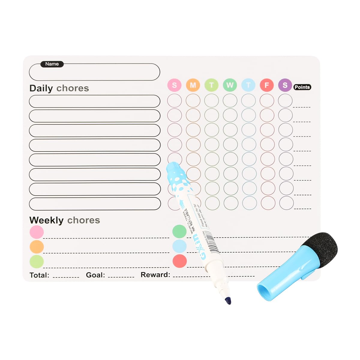 Laroal 3PCS Magnetic Chores Char With 6 Fine Tip Markers Reusable Magnetic Reward Charts Learning Responsibility Chart Good Behaviour Charts - Image 4