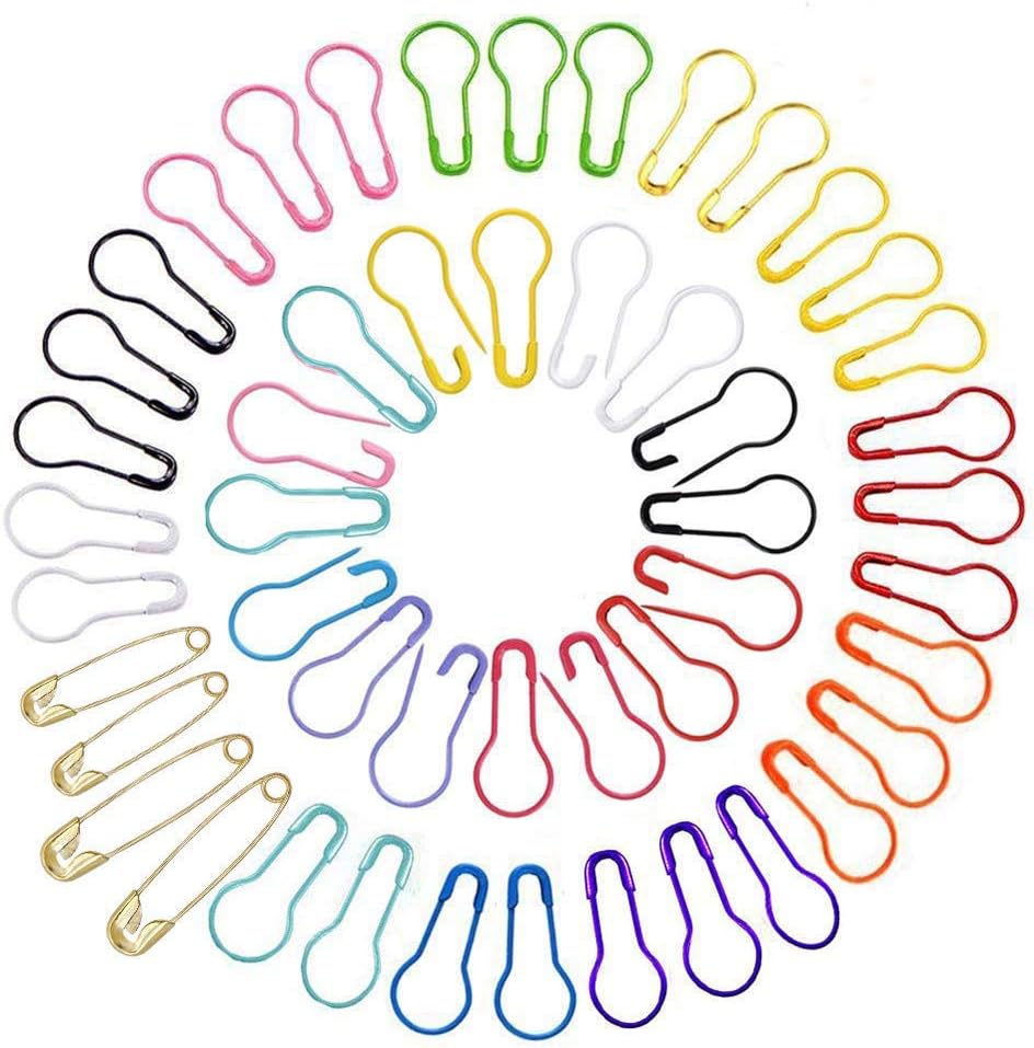 1200 PCS Bulb Safety Pins, 20 Assorted Colors Bulb Pins Metal Gourd Pins Pear Shaped Safety Pins Calabash Pins Clothing Tag Pins Knitting Stitch Markers with Storage Box for DIY Sewing Craft Making