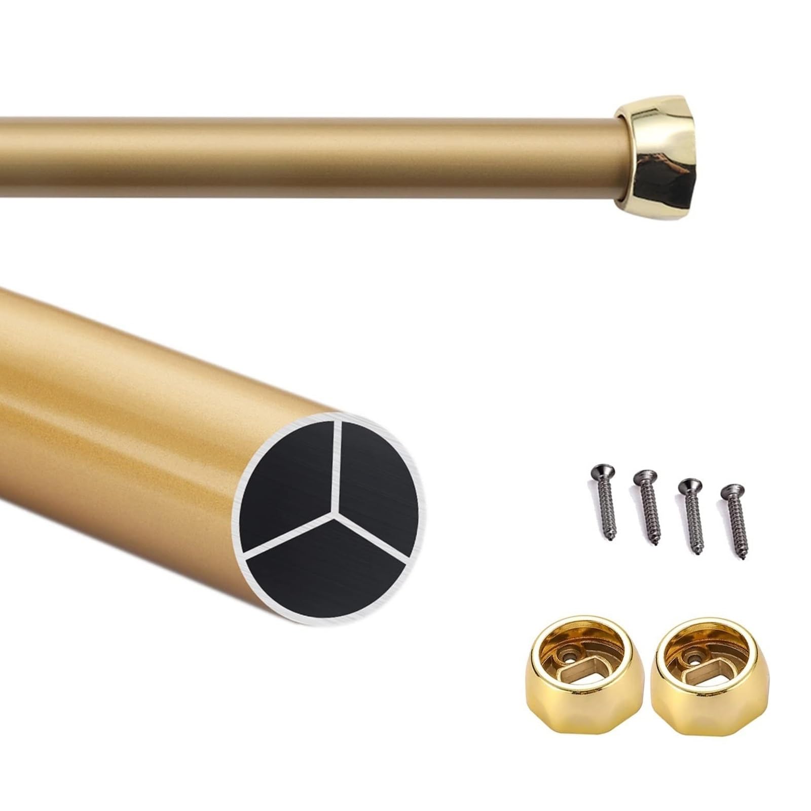 AMUFJJ 1" Dia Round Wardrobe Rails Hanging Rods Clothes Hangers, Indoor Clothing Closet Pole with Flange Cover for Bedrooms/Shower/Balcony(L 100cm (39.3in))