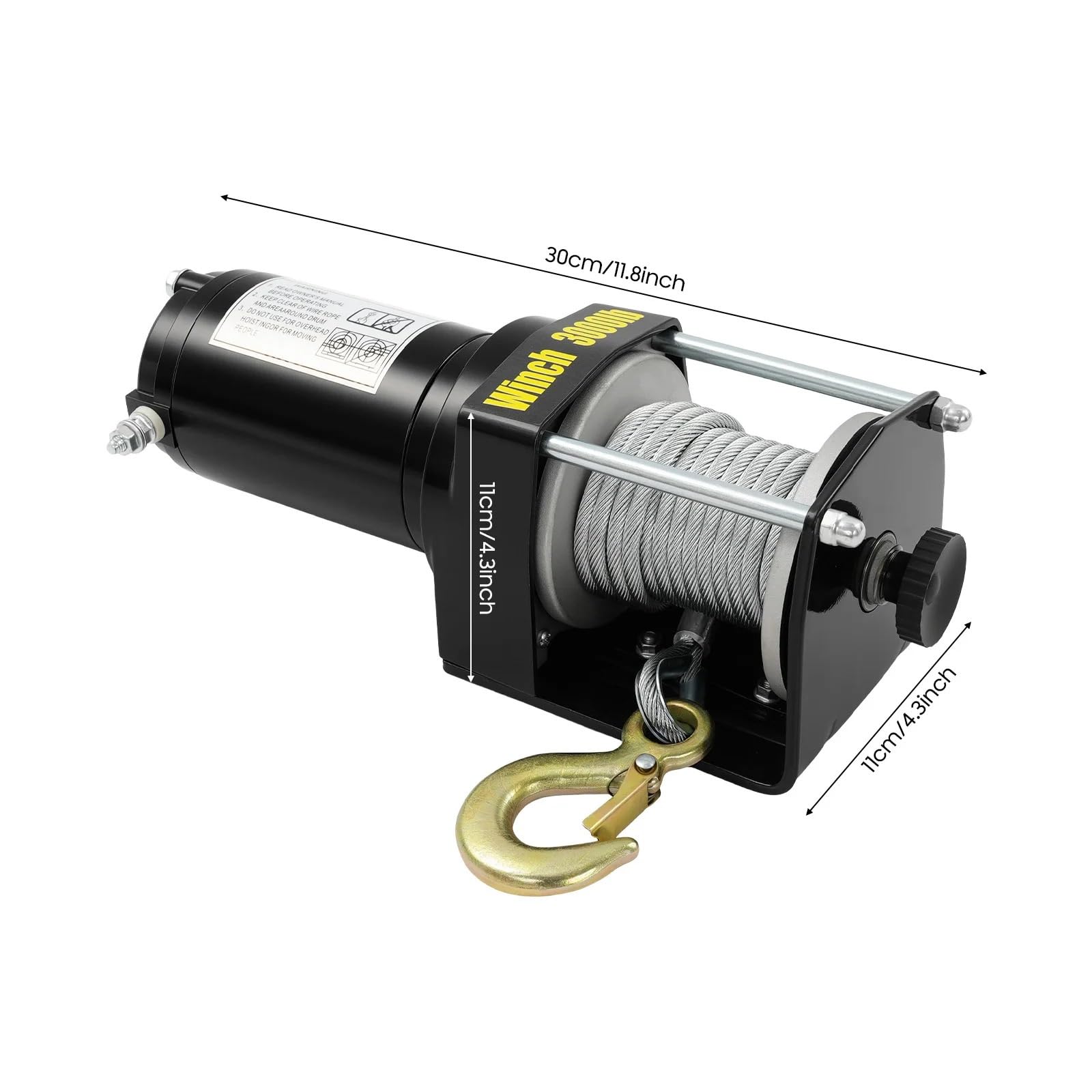 Argani elettrici Kit impermeabile del motore della forza di trazione dell'argano elettrico 12V DC 1300kg con controllo cablato per il sollevamento fuoristrada Gru e paranchi a trazione