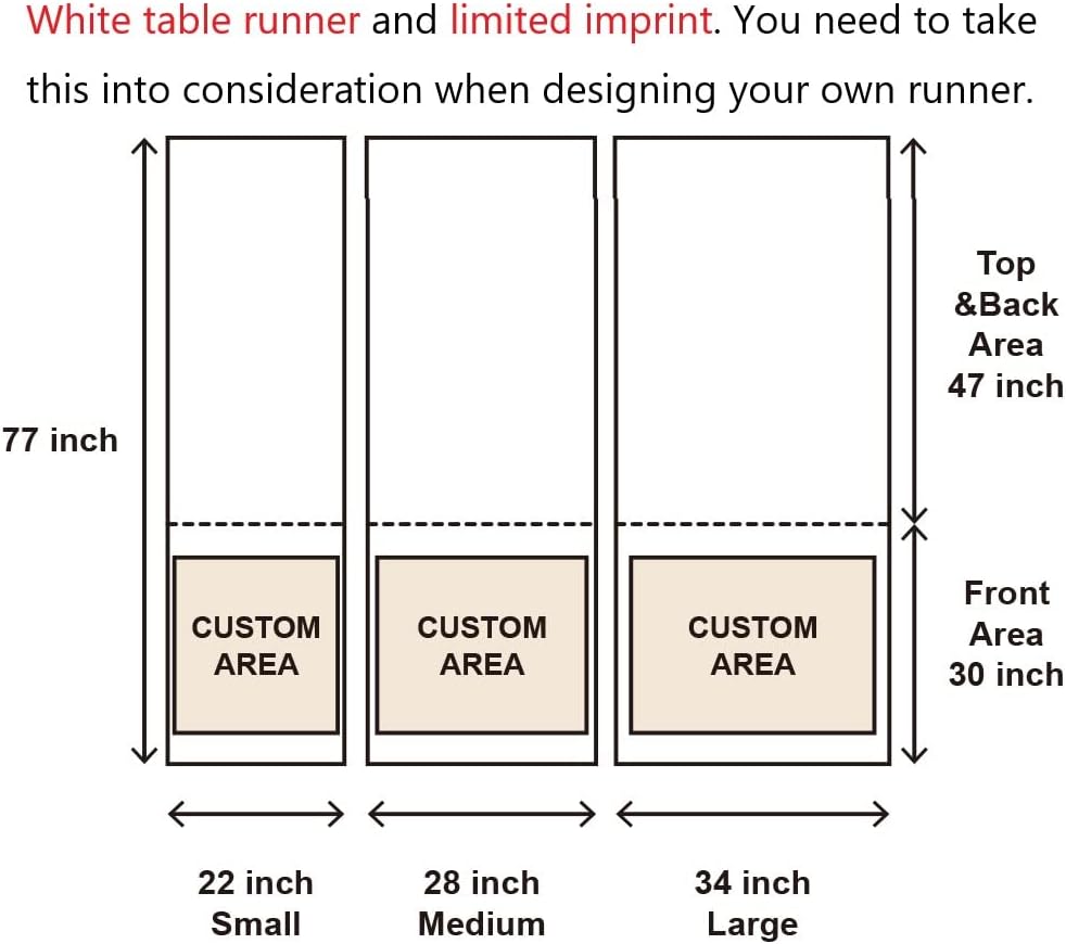 TopTie Custom Table Runner Personalized Tablecloth Limited Print Your Logo Design Photo Text for Trade Show, Advertising, Party, Event, Wedding, Exhibition-22 x77