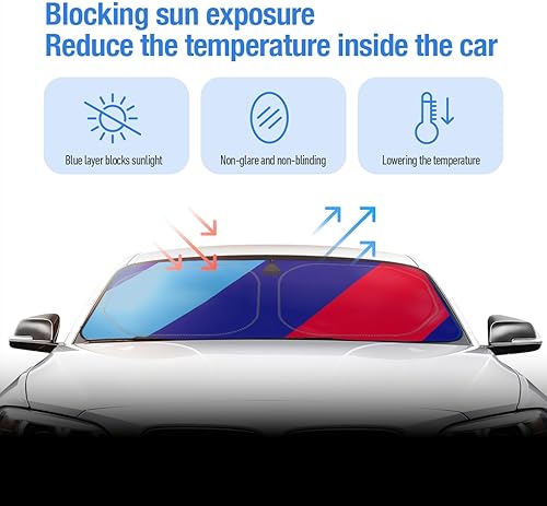 Miniatura 2 de Parasol para parabrisas de automóvil que bloquea los rayos UV, protector de parasol de material azul, sin reflejos reflejos, parasol para X1 X3 X5