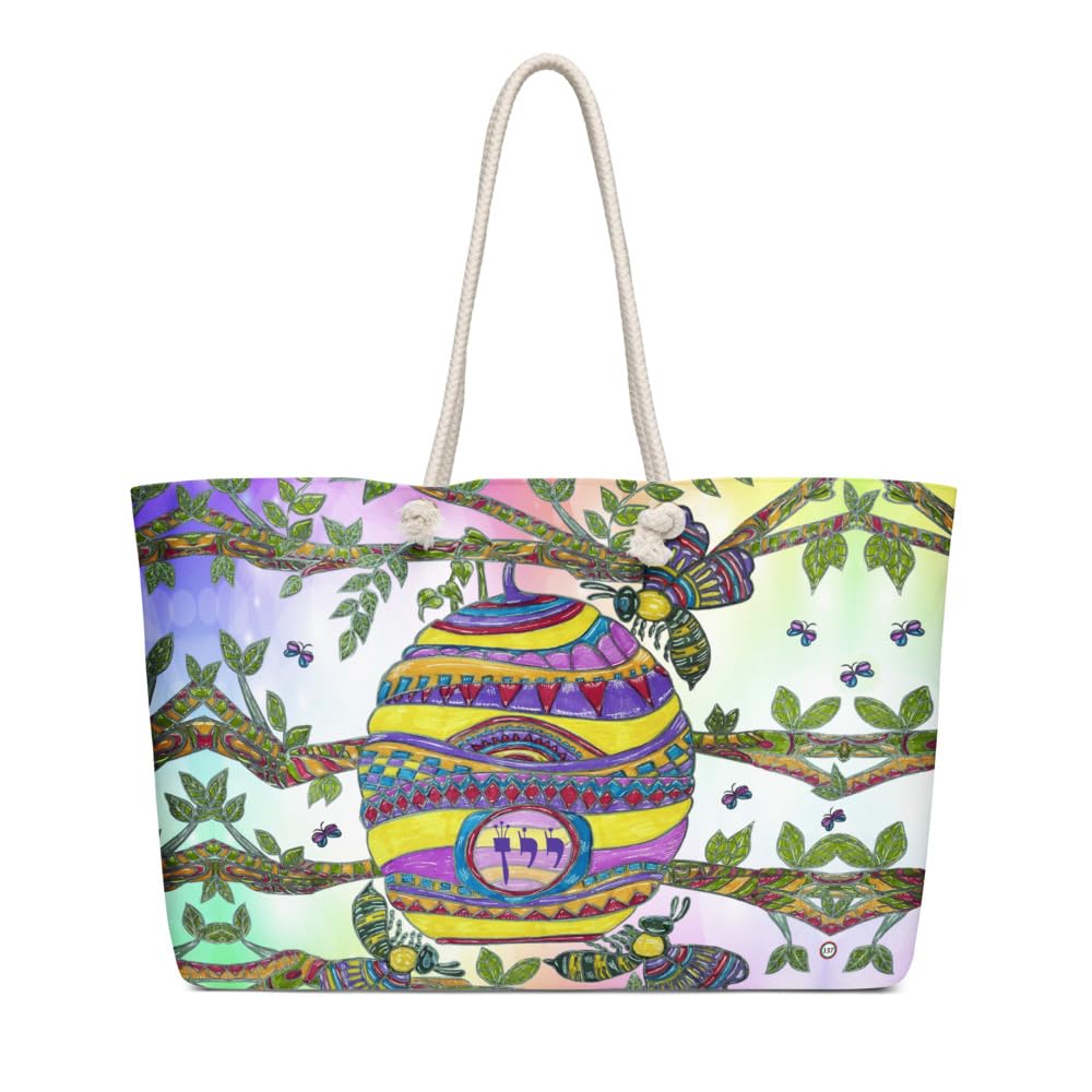 137 Colorful Art Tote Bag Heart Floral Design Handbag with Sturdy Handles Reusable for Shopping Work Travel Gift