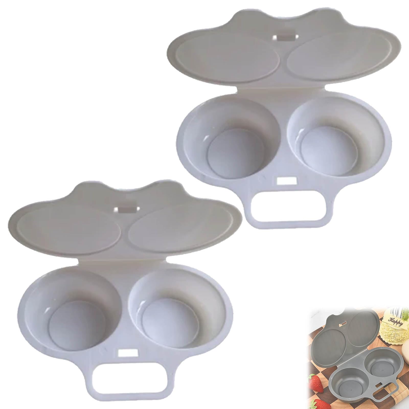 Dual Cavity Microwave Egg Poacher for Quick Oil-Free Cooking，White x2