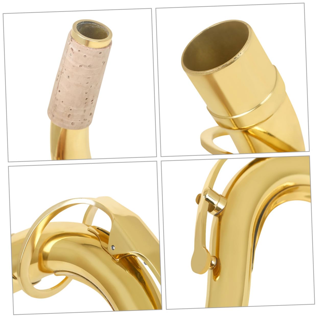 Collo Sax Tenore Curvo in Ottone con Sughero, Set 1 Pezzo | Sassofono, Finitura Oro, Resistenza alla Deformazione e Alta Durezza, Posizione di Esecuzione Comoda