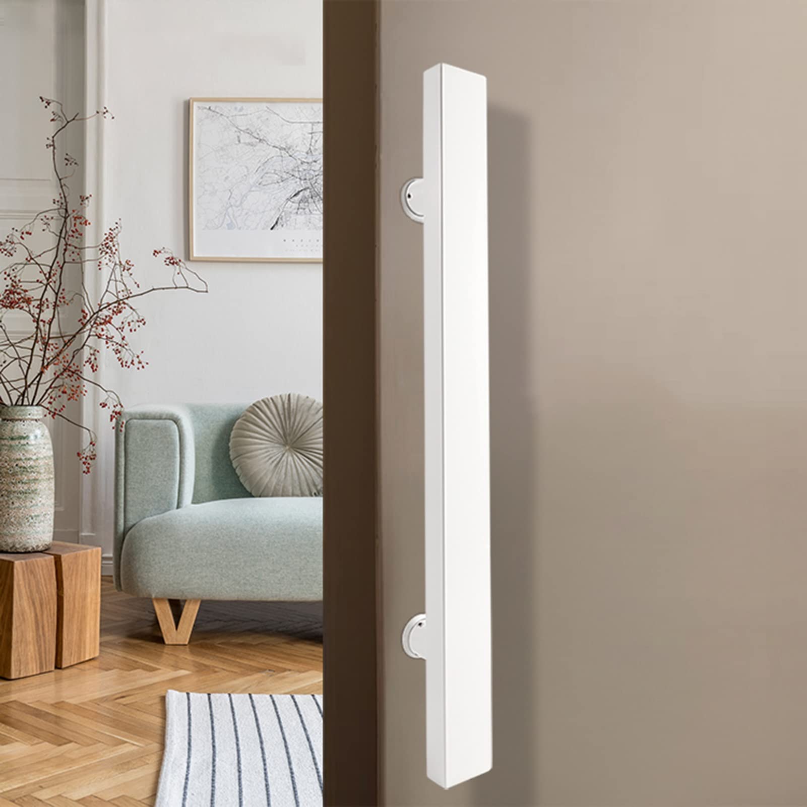 TKJfdTY Matte Black Sliding Barn Door Handle Heavy Duty Stainless Steel Single Side Glass Door Handlesets For Push And Pull Shower Door,White 1000mm