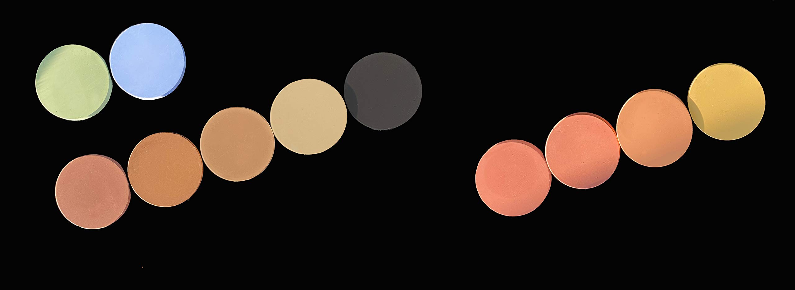 Pack de 10 pigmentos para cemento, mortero y hormigón. SC Pigments® Amarillo, Naranja, Rojo, Pardo Claro, Terracota, Cuero Oscuro, Verde, Azul Ultramar, Blanco y Negro