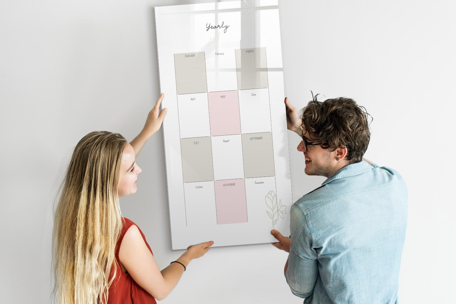 Eleganz Für Ihre Wand Zuhause 60x120 cm Jahresplaner Schwarzer Stift