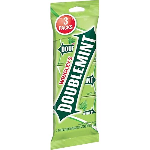 WRIGLEY'S Doublemint Chewing Gum Bulk Pack, 15 Stick Count (Pack of 3) - Gum Packs