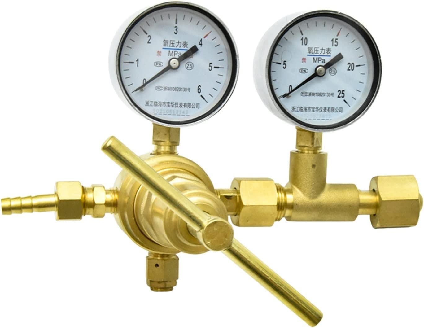 YQD-370/YQY-370/ YQQ-370 Druckminderer Vollkupfer-Manometer Druckminderer Druckminderventil Haltedruck für Anfänger DIY(YQY370 O2 0-10Mpa)