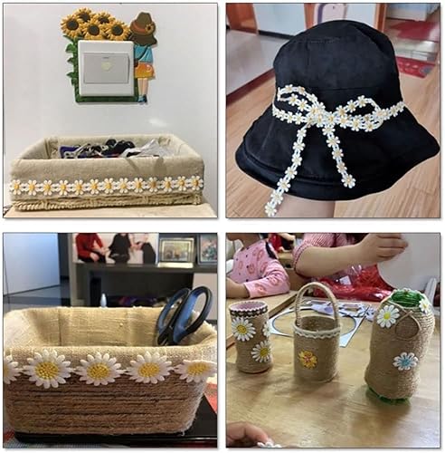 Miniatura 5 de Margarita Sun Flower Decorating Flower Lace Bordado Trim Ribbons para coser o decoración artesanal (D)