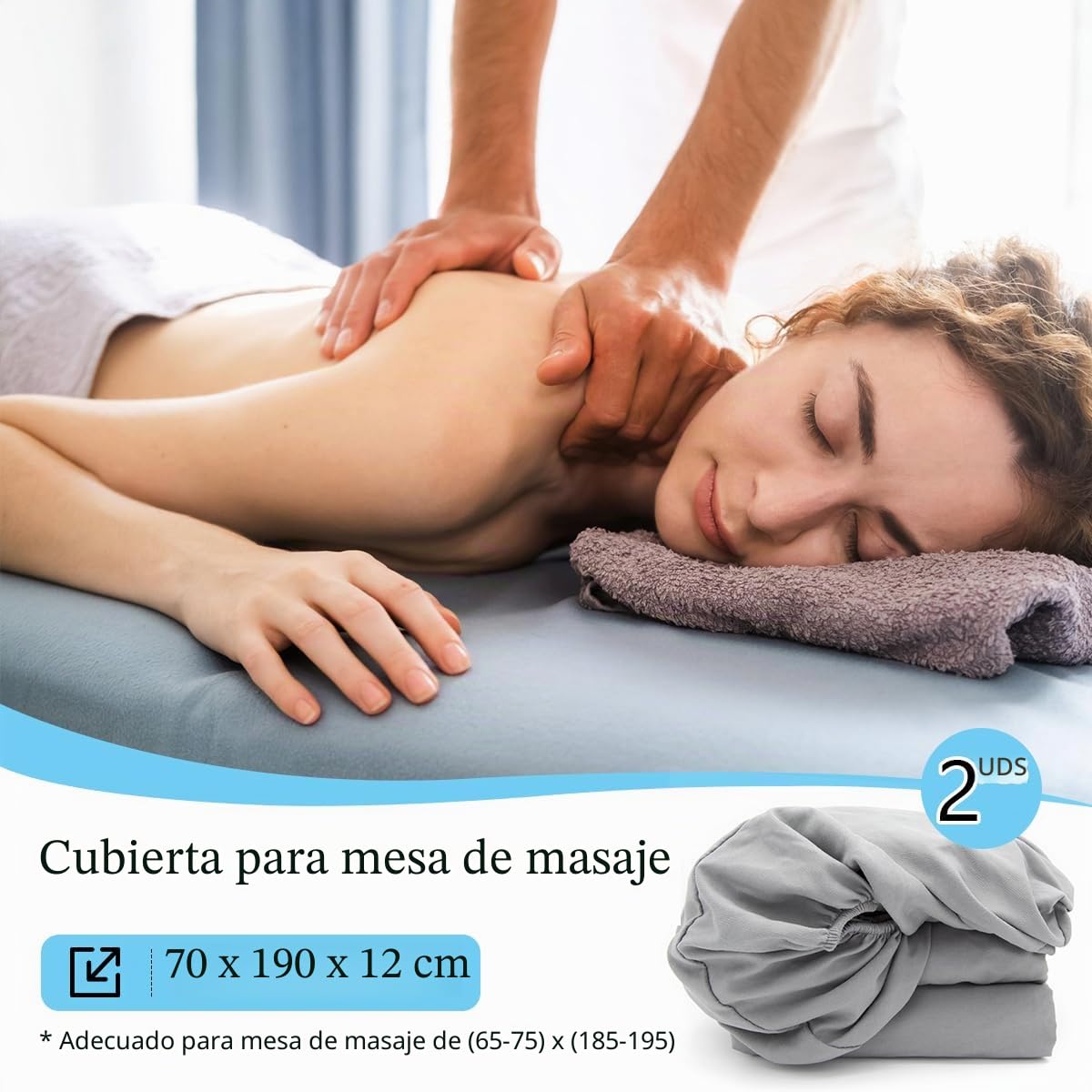 2 Fundas Elásticas para Camillas de Masaje, Resistentes al Aceite, con Orificio, Funda de Fibra de Lavado, Funda de Poliuretano Resistente al Aceite para Camilla de Masaje(Gris)