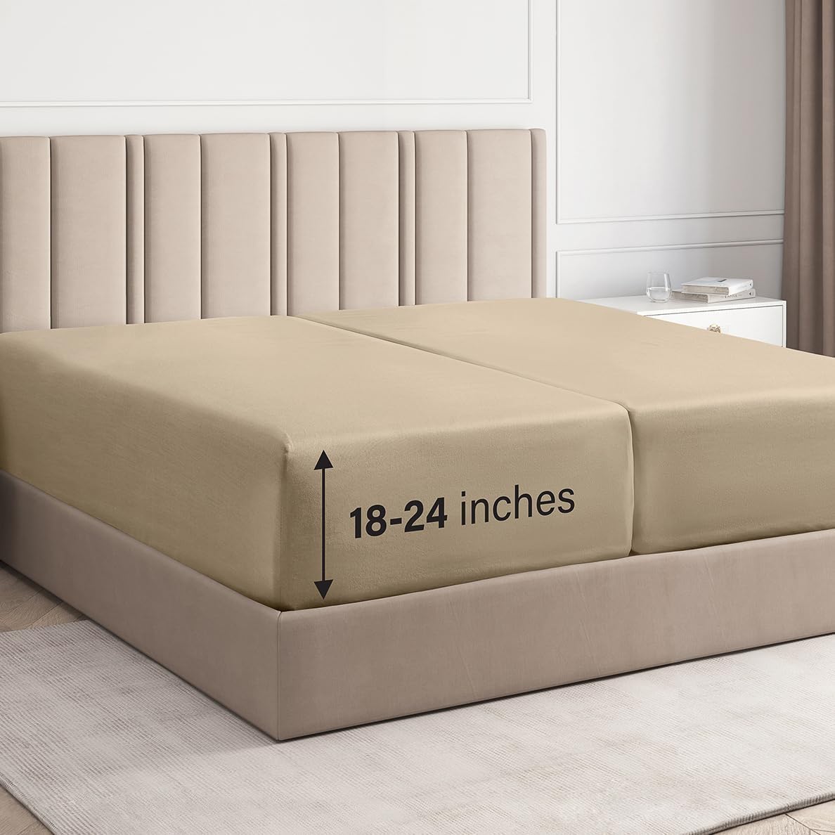 CGK Extra Deep Split King Single Fitted Sheet Only - Cream