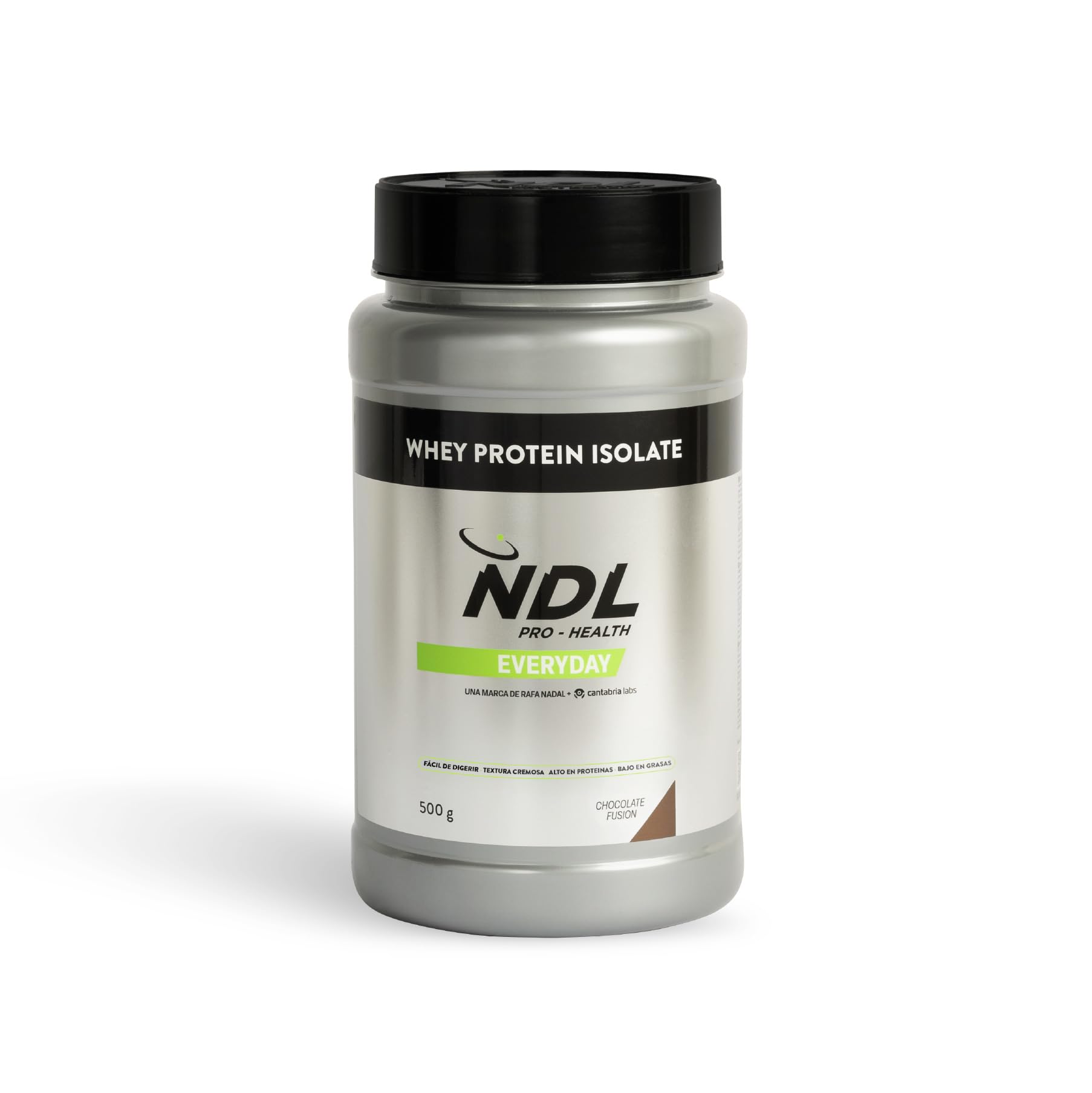 NDL Pro-​Health Proteína Isolate Chocolate | 90% Aislado de suero | Probióticos Pepzyme Pro® | Bajo en azúcar y grasas | Alta pureza y digestibilidad | 500g | Una marca de Rafa Nadal & Cantabria Labs