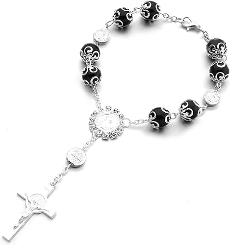 Miniatura 7 de 2 rosarios de automóvil para espejo retrovisor, decoración personalizada para colgar en el espejo retrovisor, colgante de rosario para espejo