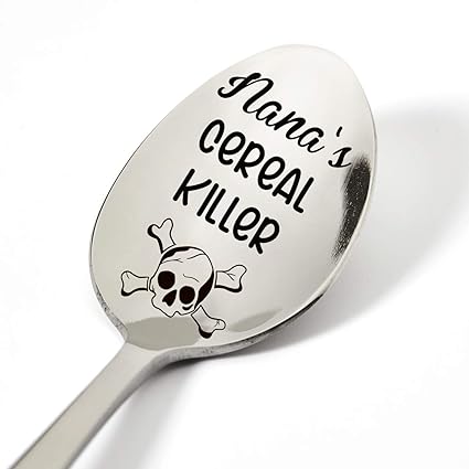 Nana Gifts from Grandkids Grandchildren Grandson, Funny Nana's Cereal Killer Spoon Engraved Stainless Steel, Cereal Lovers Gifts for Women, Best Birthday Valentine Mother's Day Christmas Gift