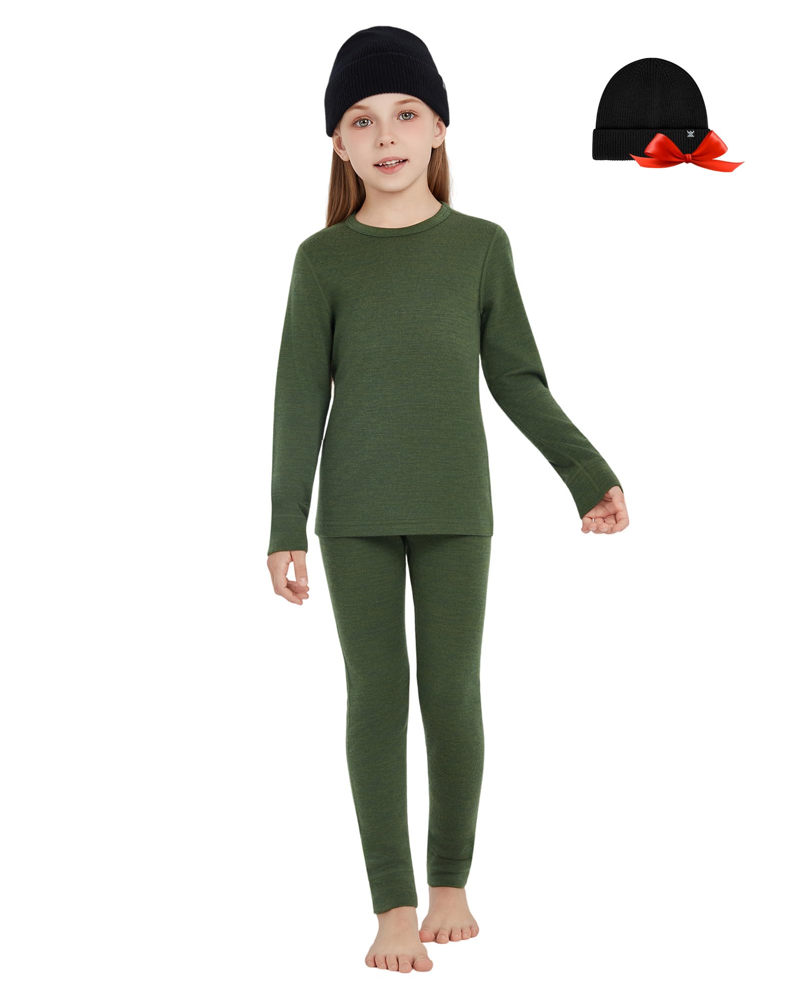 Unisex Kids 100 Merino Wool Base Layer Sets - Light and Midweight Thermal Underwear Gifts Pack with Wool