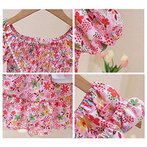 Summer Floral Boho Short Maxi Dresses For Toddler Baby Girls Tank Flower Lace Princess Short Sleeve Casual Dress (Rd1, 5-6 Years) #TOP4